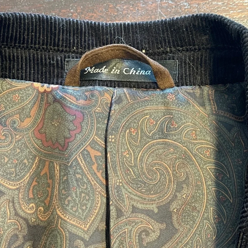 Lauren‎ Ralph Lauren Mens Corduroy Blazer Black Elbow Patches Sport Coat 44R